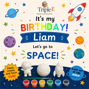 Personalized Space Painting Kit with Name DIY Kids Craft Paint Your Own Space Adventure Astronaut Birthday Gift Screen-Free Activity image 3