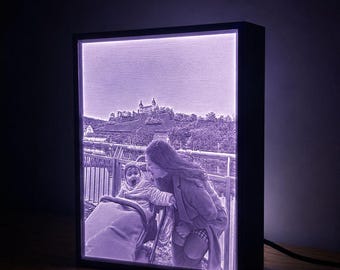Custom Photo Lithophane Lamp Personalized 3D Night Light LED Picture Frame Family Gift Memorial Keepsake
