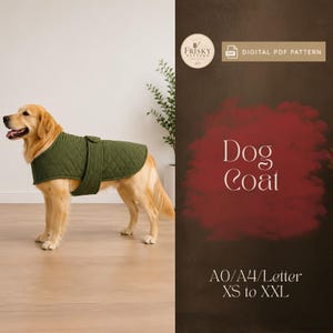 Dog Coat Sewing Pattern, Quilted Dog Jacket, Pet Coat Sewing Pattern, Dog Clothes, Dog Pattern, Dog Puffer Coat Pattern, Dog Vest Pattern