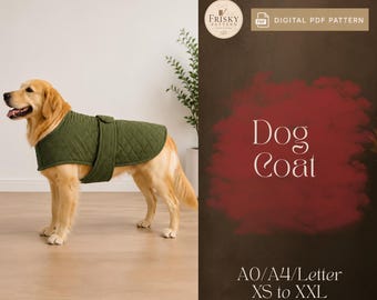 Mönster för hundtäcke, quiltad hundjacka, sömnadsmönster för husdjurstäcke, hundkläder, hundmönster, mönster för pufferjacka till hund, mönster för hundväst