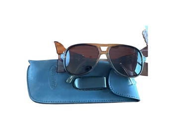 Vintage AO Safety F6000 Medium Amber Brown Aviator with Side Shields Z87 2 ANSI