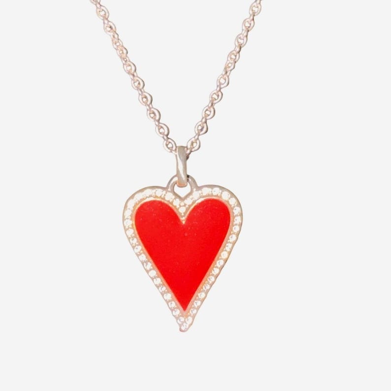 Brighton Red Heart Necklace | Romantic Coquette Valentine Cottage Chic Jewelry image 2