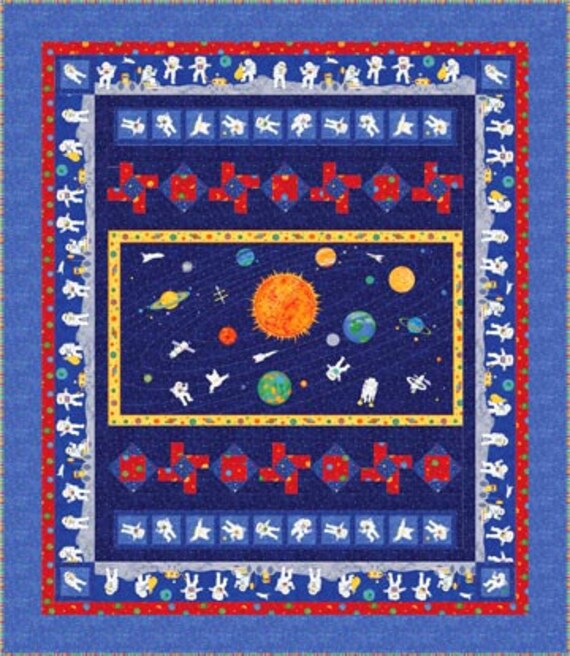 Cosmic Universe Geometric Star Blue Purple Northcott Quilt cotton Panel 24 x 44