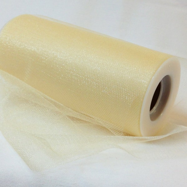 Ivory Shimmer Tulle Roll 6"x 25 yard- Ivory Tulle Spool-Tulle fabric-Tutu Tulle-Ivory wedding tulle