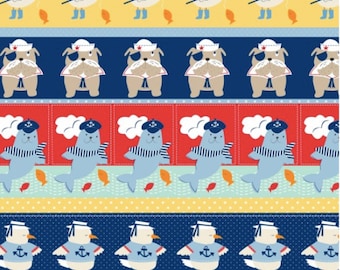 Ahoy Matey bordo - 1 yarda Cut - Studioe tessuto - cotone - tessuto Quilting