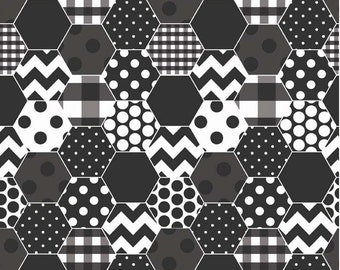 Hexi Black - 1 Yard Cut - Quilting Fabric - Cotton Fabric - Riley Blake Designs - Black Fabric