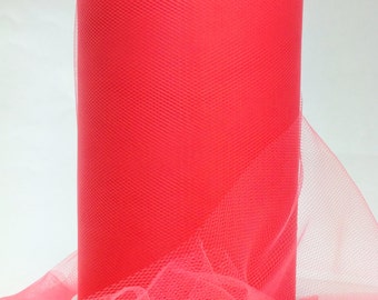 Coral Tulle Roll 6&quot;x100 Yards - 300 Feet-  Coral Tulle Spool-Tulle Fabric-Tutu Tulle- Coral  Wedding Tulle