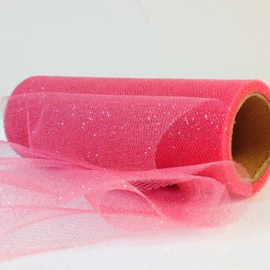 Coral Glitter Tulle Roll 6"x10 yard- Coral Tulle Spool-Glitter Tulle Fabric-Tutu Glitter Tulle- Wedding Glitter Tulle