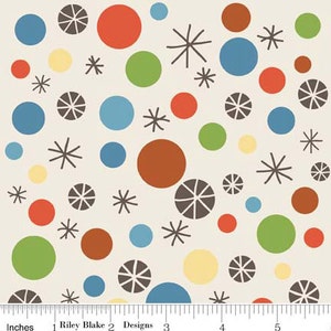 Scoot Dots Cream by Deena Rutter, Riley Blake Designs 1 Yard Cut, Cream Fabric