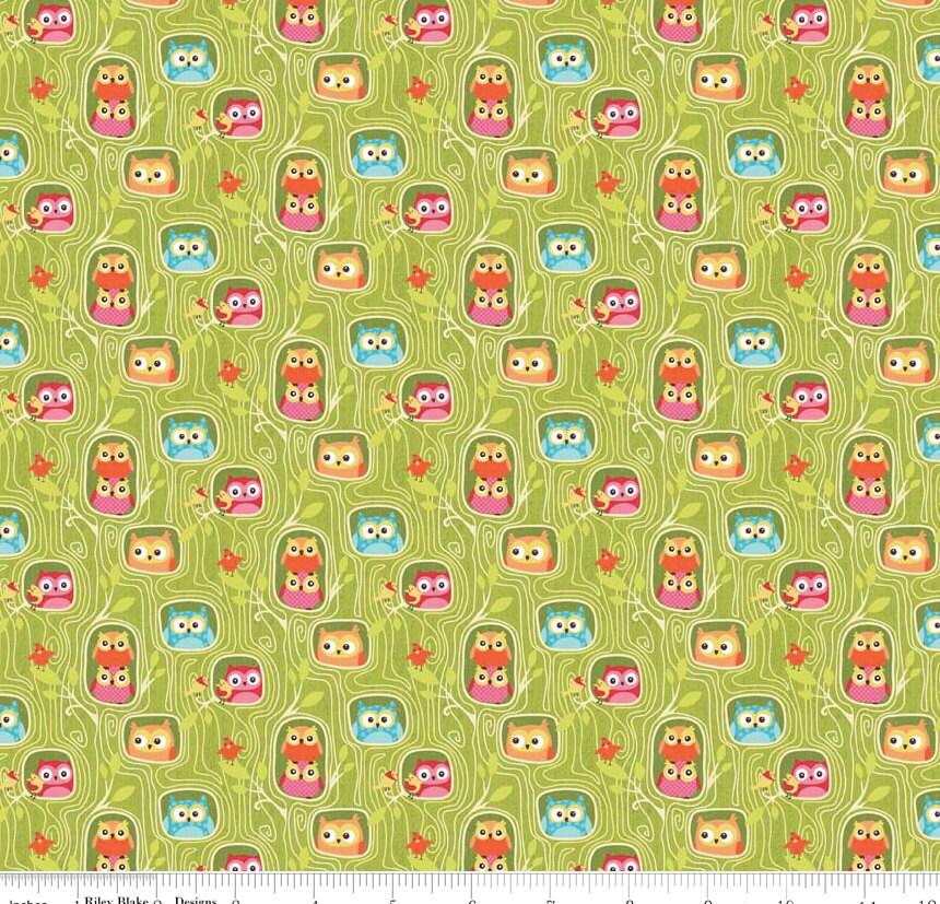 Happy Flappers  - 1 Yard Cut - Novelty Fabric  - Hide Out Green- Cotton Fabric - Riley Blake Designs