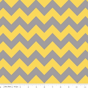 Medium Chevron Yellow/Gray by Riley Blake Designs -  1 Yard Cut - Chevron Fabric