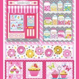 Cupcake Cafe - 24" Panel- 3890P-22 - Studio e Fabrics - Cotton Fabric - Quilting Fabric - Sweets - Pink Fabric