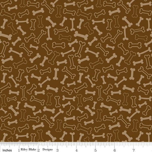 Park Bones Brown "Puppy Park" by Bella Blvd 1 yard Cut by Riley Blake Designs