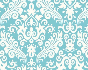 Damast stof - 1 Yard gesneden - Home Deco stof - Riley Blake Designs - eend Fabric - Aqua Fabric - grote damast stof