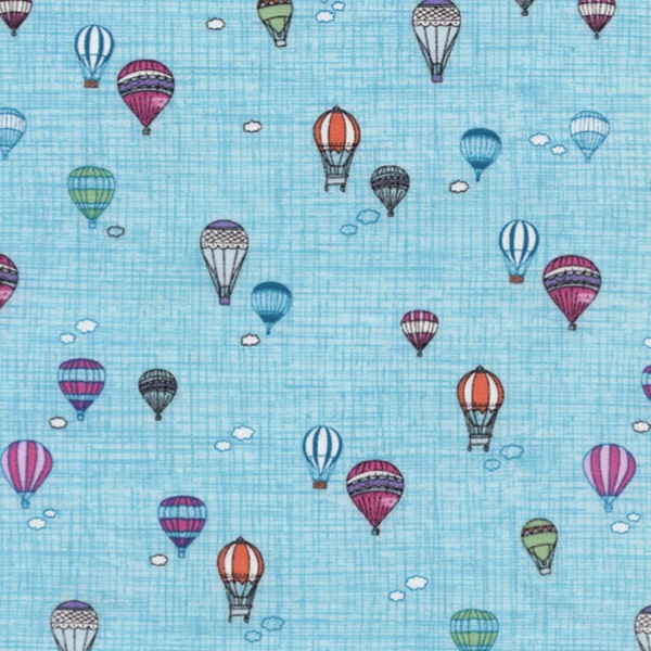 Mini Hot Air Balloons Sky - Fat Quarter Cut - Timeless Treasure - Cotton Fabric - Novelty Fabric - Sky Fabric