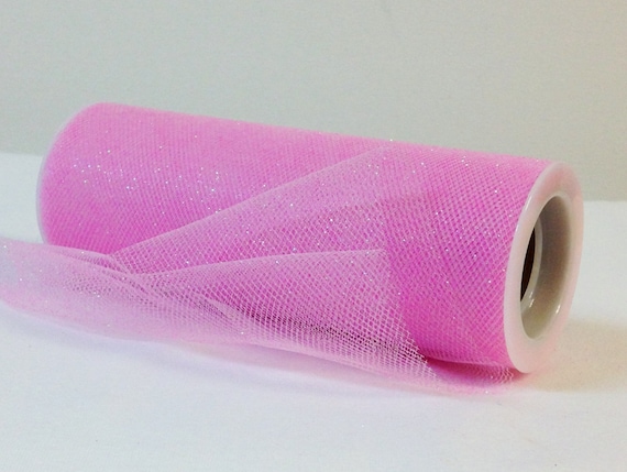 Pink Glitter Tulle Roll 6x10 Yard Pink Tulle Spool-glitter Tulle  Fabric-tutu Glitter Tulle Wedding Glitter Tulle 