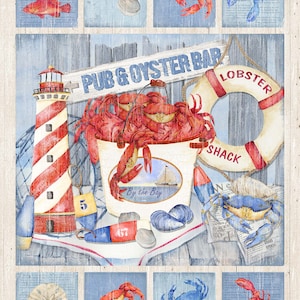 Seafood Shack - stof gesneden - Northcott-stof - katoenstof - quiltstof - 22114 11 - paneel Seafood Shack