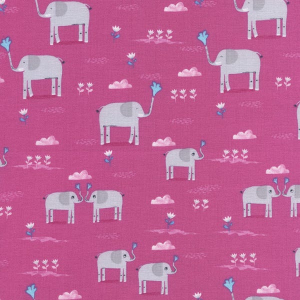 Pink Elephant Fabric Etsy