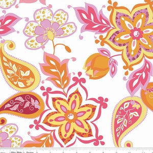 Splendor  White1 Yard Cut, by Lila Tueller Designs - White Fabric - Floral Fabric - Cotton Fabric - Riley Blake Designs