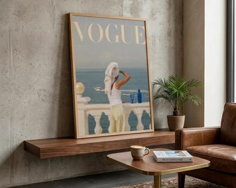 Euro Summer Vogue Print, Mediterranean Coastal Art, Trendy Vacation Poster