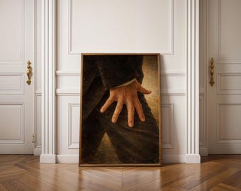 Vintage Hand Painting, Dark Academia Wall Art, Classical Male Portrait