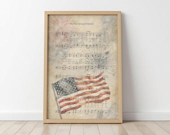 Star Spangled Banner, Vintage American Flag, Patriotic Sheet Music