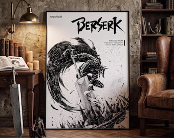 Berserk Poster, Kentaro Miura Manga Art, Japanese Anime Wall Decor