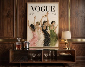 Vintage Vogue Print, Retro Fashion Poster, Dancing Women Art