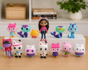 Gabby Dollhouse Toy Set 10PCS or 13PCS, Cartoon Mini Figures, Playroom Decor
