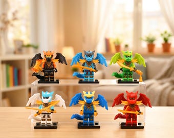 Set di personaggi Ninja Dragon – Lloyd, Jay, Kai, Nya, Zane, Cole compatibili con i mattoncini da costruzione