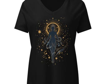 Transcendent Goddess V-ringad T-shirt | Gudomlig feminin T-shirt | Celestial Goddess T-shirt | Andlig gåva till henne | Häxtröja | Mångudinna |