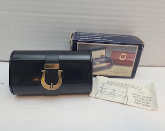 Beleuchtetes Vintage Lippenstift Etui New Old Stock mit Spiegel in Original Box