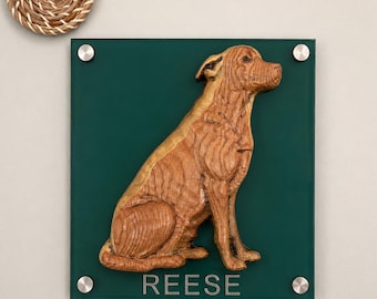 Custom Pet Portrait Wood Carving from Photo | 3D Carved Dog Memorial