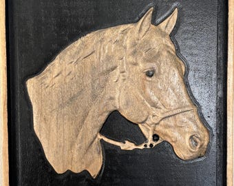 Horse Portrait Wood Carving from Photo Wooden Horse Memorial Wall Art