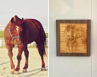 Horse Wood Carving from Photo Equine Memorial Gift Horse Wall Art