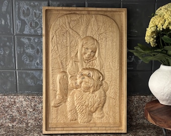 Custom Wood Carving Portrait from Photo Memorial Wall Art Gift