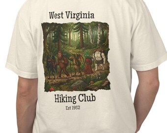Maglietta con criptidi del West Virginia Hiking Club