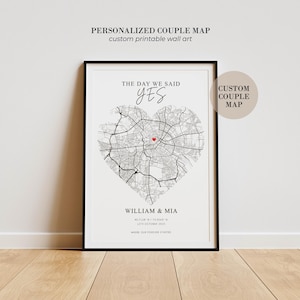 Personalized Couple Map, Wedding Location Map, Anniversary Gift, Custom Love Map, Where Our Story Started, Engagement Gift, Digital Download