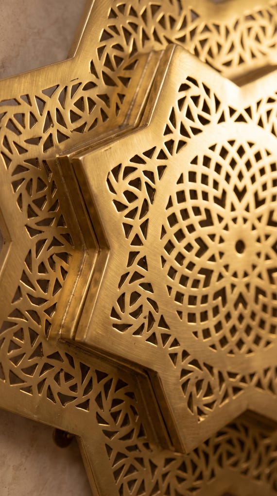 Applique Murale Laiton Massif Etoile Marocaine - Luminaire Artisanal Fait Main - Decoration Murale Luxe — vue 4