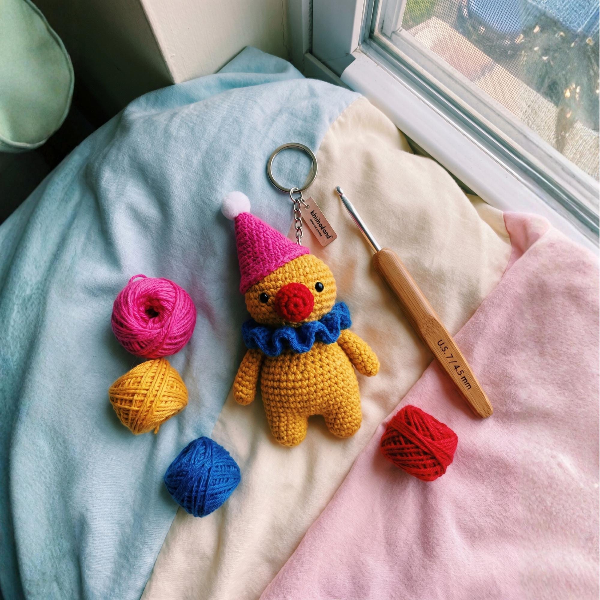Mini Clown Keychain Crochet Pattern