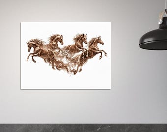 Frihetens, nådens och energins ande i rörelse - Sepiabronshäst Mystisk rök, bronsmanhästtryck