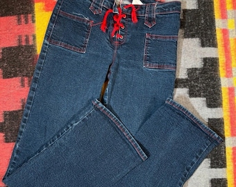 Vintage Y2K Bubblegum Jeans avec dentelle sur le devant taille 11/12 27 x 30