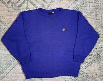 Vintage 80er Jahre Descente Strick Pullover Gr. XL Bestickt