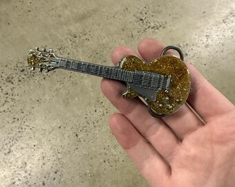 Vintage Gold Guitar Shaped 3D Belt Buckle