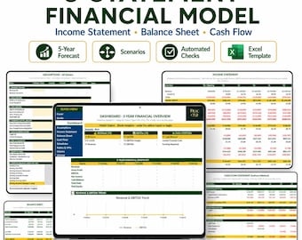 Three Statement Financial Model Excel Template | 5-Year Income Statement, Balance Sheet and Cash Flow Forecast