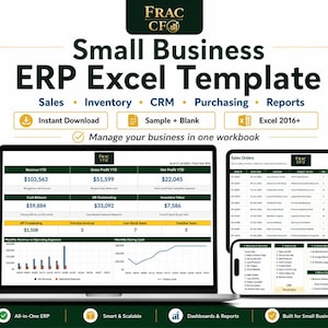 Small Business ERP Excel Template | Sales, Inventory, CRM, Cash Flow & Dashboard