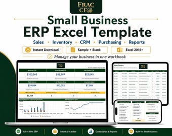 Small Business ERP Excel Template | Sales, Inventory, CRM, Cash Flow & Dashboard