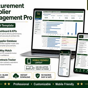Excel-sjabloon voor inkoop en leveranciersbeheer | Inkooporders, driewegmatching en leveranciersdashboard