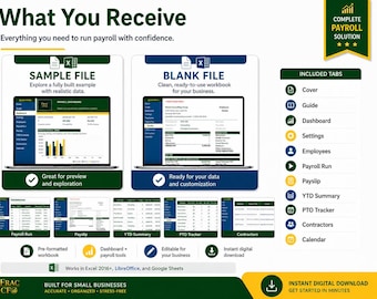 Small Business Payroll Spreadsheet Payslip Generator Employee Salary Tracker PTO Log HR