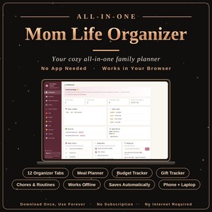 Organiseur de vie de maman - Agenda hors ligne HTML pour mamans occupées - Planificateur familial tout-en-un